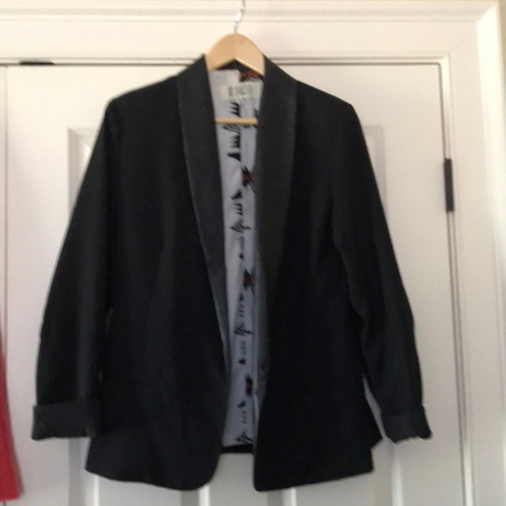 Blazer with faux leather lapels